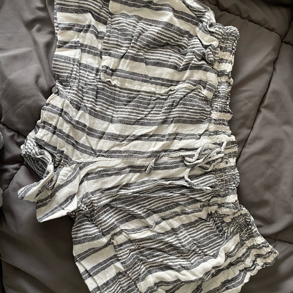 Striped Gray and White Women's Shorts